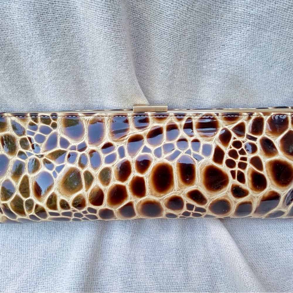HOBO Brown Croc-Embossed Clutch